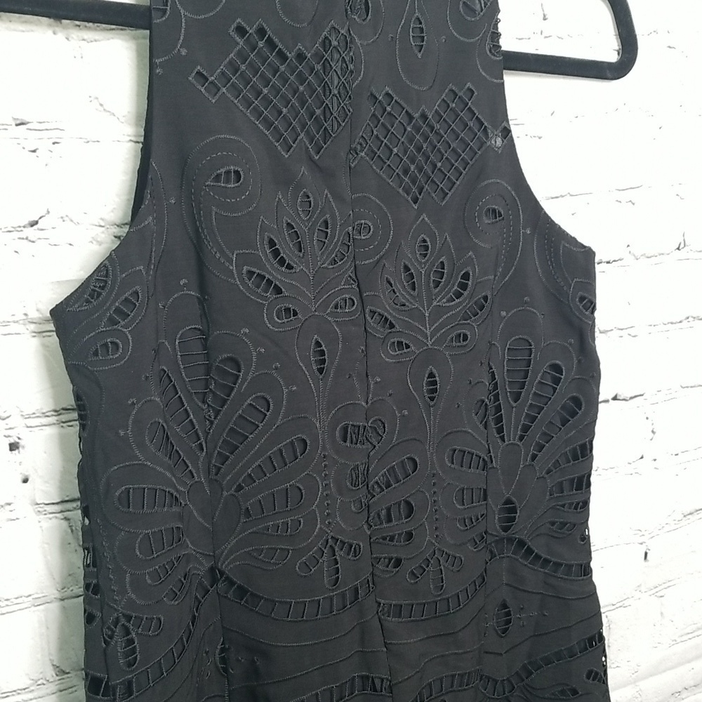 MANGO MNG Black Eyelet Sleeveless Dress Size 4 - Picture 6 of 7